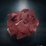 Rindergulasch aus Pommern roh, gewürfelt edel Angerichtet