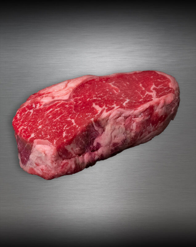 Rumpsteak Creekstone Farms USDA Prime auf glänzendem Metall