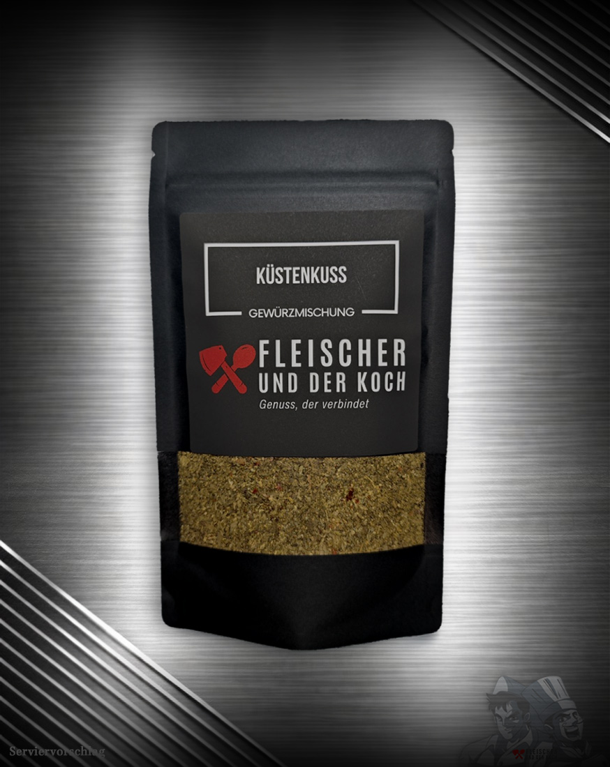 Küstenkuss – Aromatische Fisch & Meeresfrüchte Gewürzmischung Küstenkuss – Fisch & Meeresfrüchte Gewürzmischung in einer Schale, für Meeresfrüchte und Fisch wie Lachs und Garnelen.