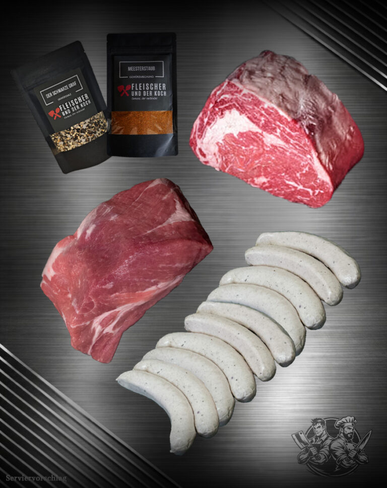 Männer Pack BBQ mit Ribeye Duroc Nacken und Thüringer Rostbratwurst