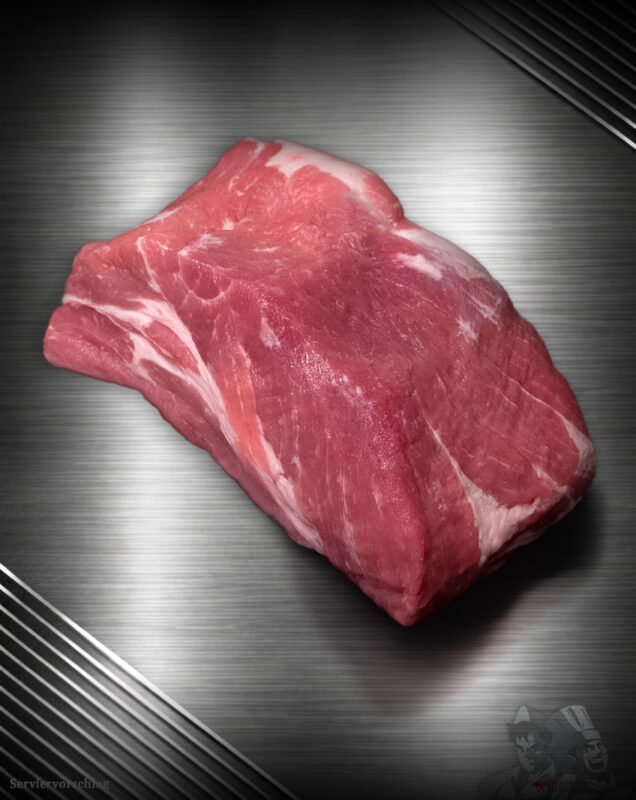 Duroc Schweinenacken ohne Knochen aus deutscher Regionalzucht im Rohzustand