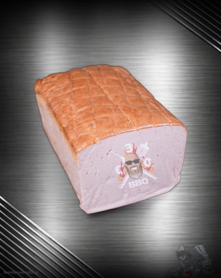 030BBQ XXL Fleischziegel vom regionalen Duroc-Schwein im Rohzustand mit gleichmäßiger Struktur und feiner Fleischfarbe.