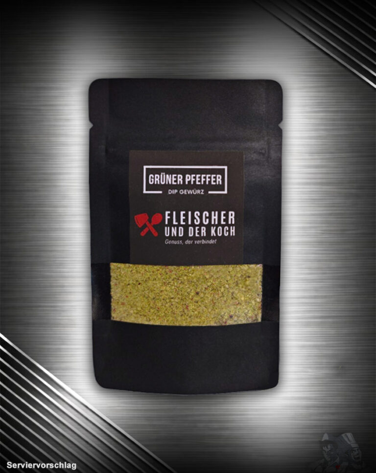 Schale mit grünem Pfeffer Dip und Pfefferkörnern