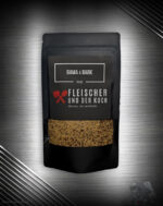 FuK Bama & Bark – Beef Rub Alabama in einer Schale, daneben ein saftiges Steak