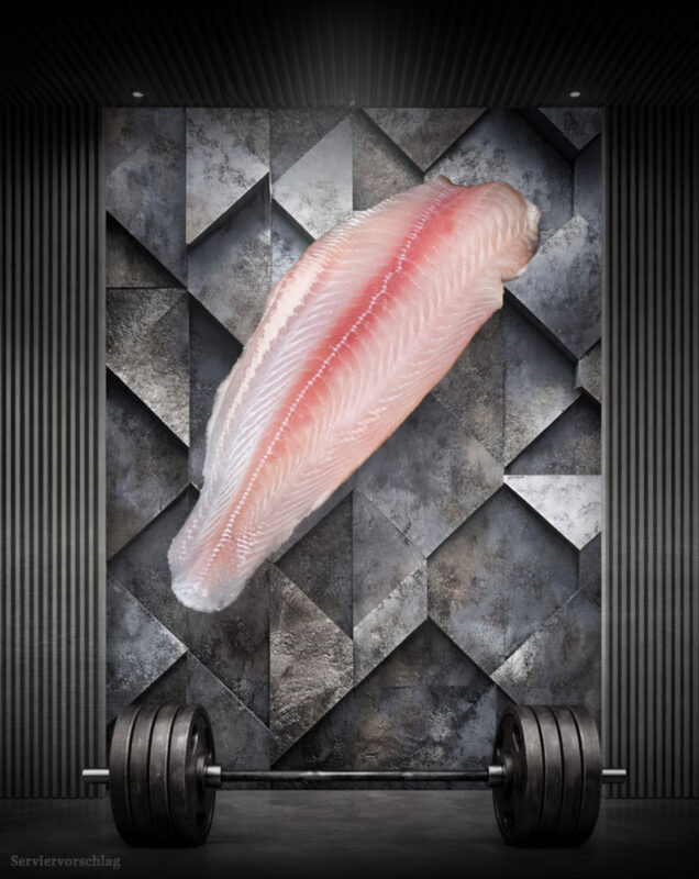 Rohes Athleten Pangasiusfilet, naturbelassen und zart auf hellem Untergrund