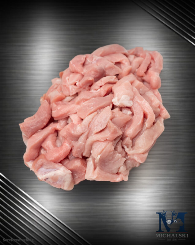 Michalski Schweinegeschnetzeltes aus Deutschland, alltagstauglich, fein geschnitten im Rohzustand