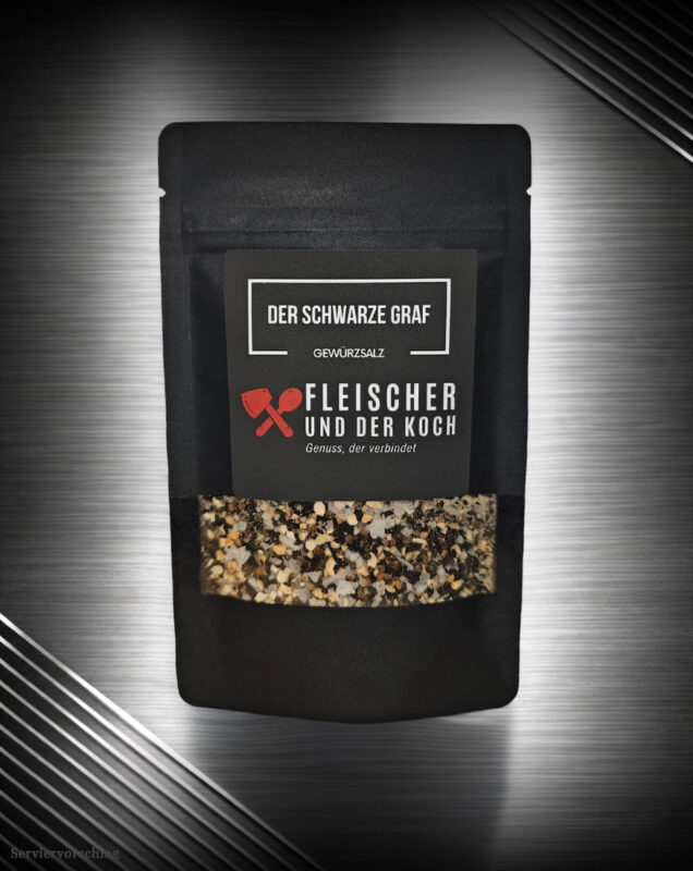 Der schwarze Graf Berliner Gewürzsalz mit Schwarzkümmel, Pfeffer und Knoblauch von Fleischer und der Koch