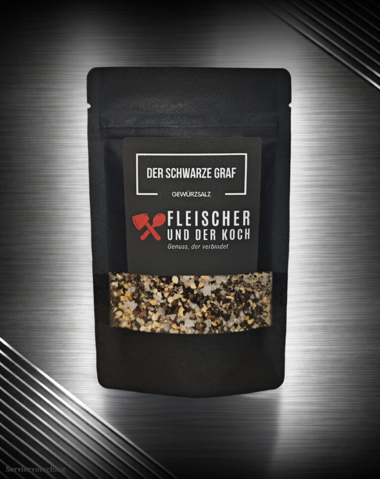 Der schwarze Graf Berliner Gewürzsalz mit Schwarzkümmel, Pfeffer und Knoblauch von Fleischer und der Koch