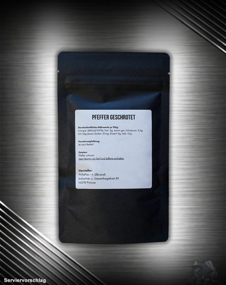 Pfefferrausch Pfeffer geschrotet mit kräftigem Aroma und angenehmer Schärfe – ideal für Steak, Burger, Grillfleisch, Gemüse und BBQ-Gerichte.