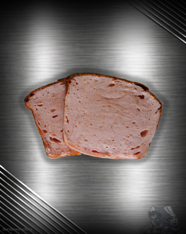 Fleischkäse klassisch aus Deutschland im Rohzustand auf hochwertigem Hintergrund