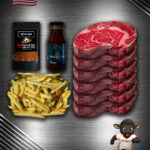 Das Team USA Bundle mit USDA Prime Ribeye Steak von Creekstone Farms, Super Crunch Pommes, Pommes Gewürzsalz und Whiskey BBQ Sauce. Perfekt für BBQ, Steakabend und echte USA Genussmomente.