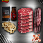 Team Spanien Bundle mit Weidefärsen Ribeye, Iberico Spareribs, Steakhouse Pommes, BBQ Rub und Grill Sauce für Fußball-WM & Grillabende.