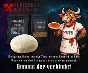 Spree Flamme Pizza selber machen: knuspriger Boden, würzige Tomatensauce und perfekter Käse. Einfaches Pizza-Rezept mit Premium Pizzateig.