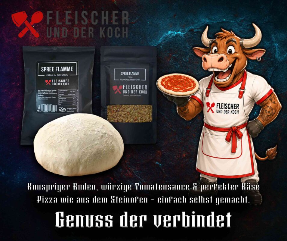 Spree Flamme Pizza selber machen: knuspriger Boden, würzige Tomatensauce und perfekter Käse. Einfaches Pizza-Rezept mit Premium Pizzateig.