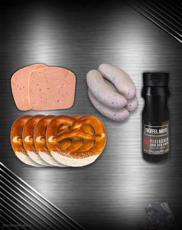 Oktoberfest Klassiker Bundle für 2 Personen mit Leberkäse, Weißwürsten, Laugen Brezeln und Trüffel Mayo