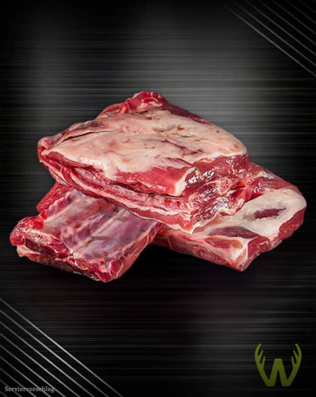 Wildschweinribs aus deutscher Jagd, rohe Wildschweinrippchen mit Knochen